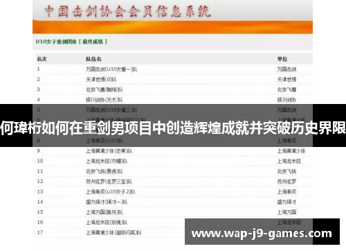 何瑋桁如何在重剑男项目中创造辉煌成就并突破历史界限